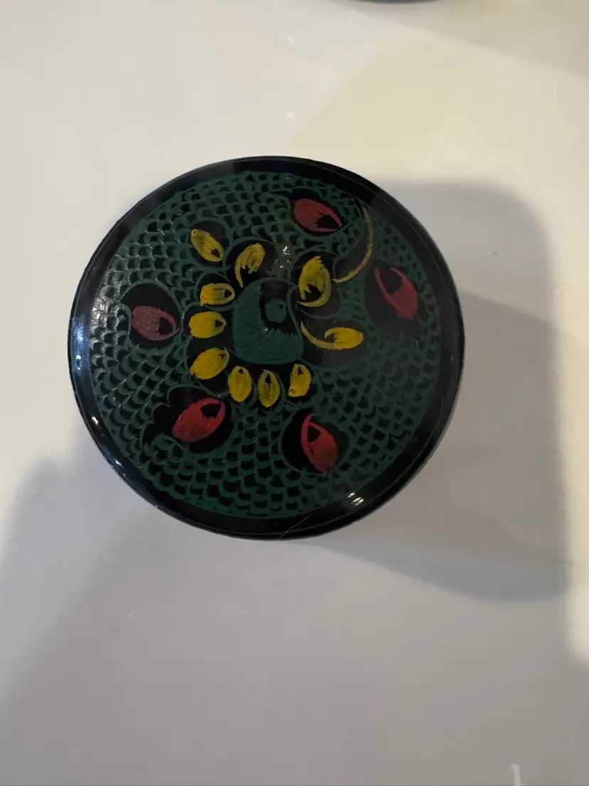 Hand-Painted Folk Art Trinket Box