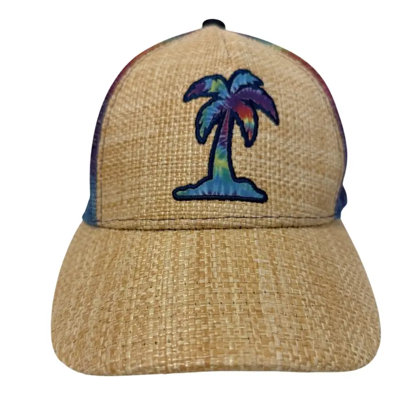 Rainbow Tie Dye Palm Tree Caribbean Vibe Trucker Style Unisex Snapback