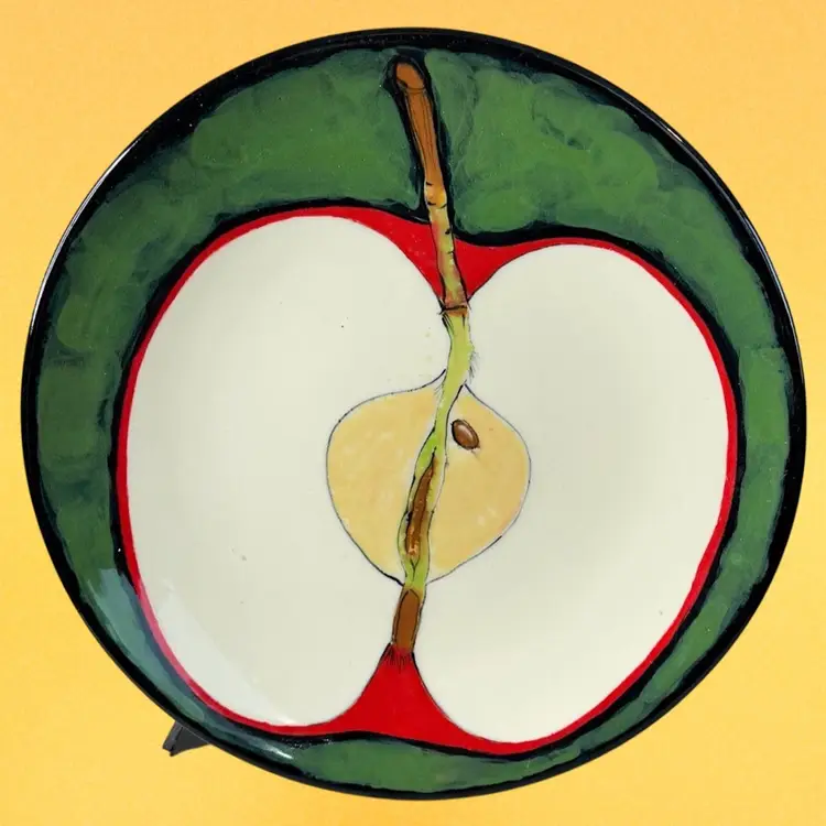 Rainbow Gate Santa Fe NM Hand Made Studio Art Pottery 10” Apple Plate 2013