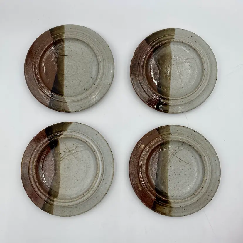 Green River/Theo Helmstadter Studio Pottery Stoneware Small Plates, Set of 4