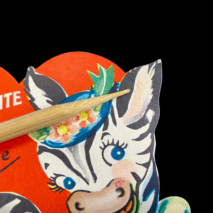 Vintage Valentine Die Cut Zebra Heart