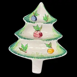 04. Vintage Footed ceramic Christmas dish 10 inches.