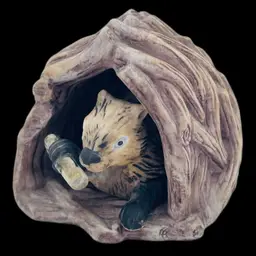 #01 Vintage Franklin Porcelain Beaver Figure in Dam House Woodland Surprises 1984