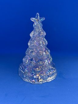 Fenton Iridescent Clear Glass Christmas Tree - Teddy Bear, Train, Holiday Decor