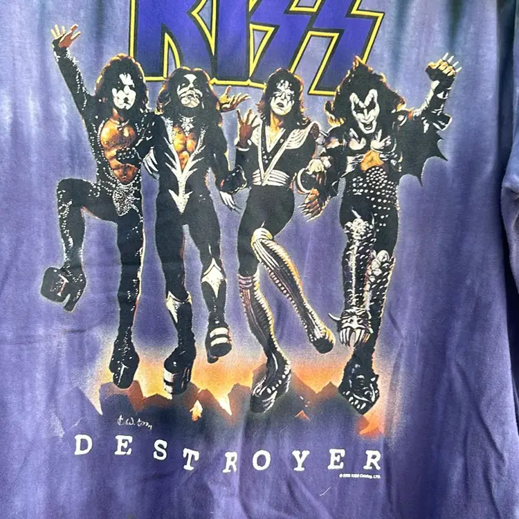 Kiss “Destroyer” Printed Tye-dye Purple And Black , Official Merchandise , 2005