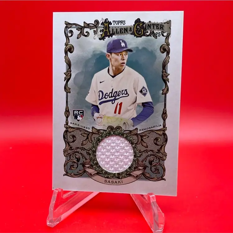 Roki Sasaki 2025 Topps Allen & Ginter RC Full Size Relic Los Angeles Dodgers