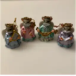 2000 Set of 4 FML Mice Angel Christmas Ornaments