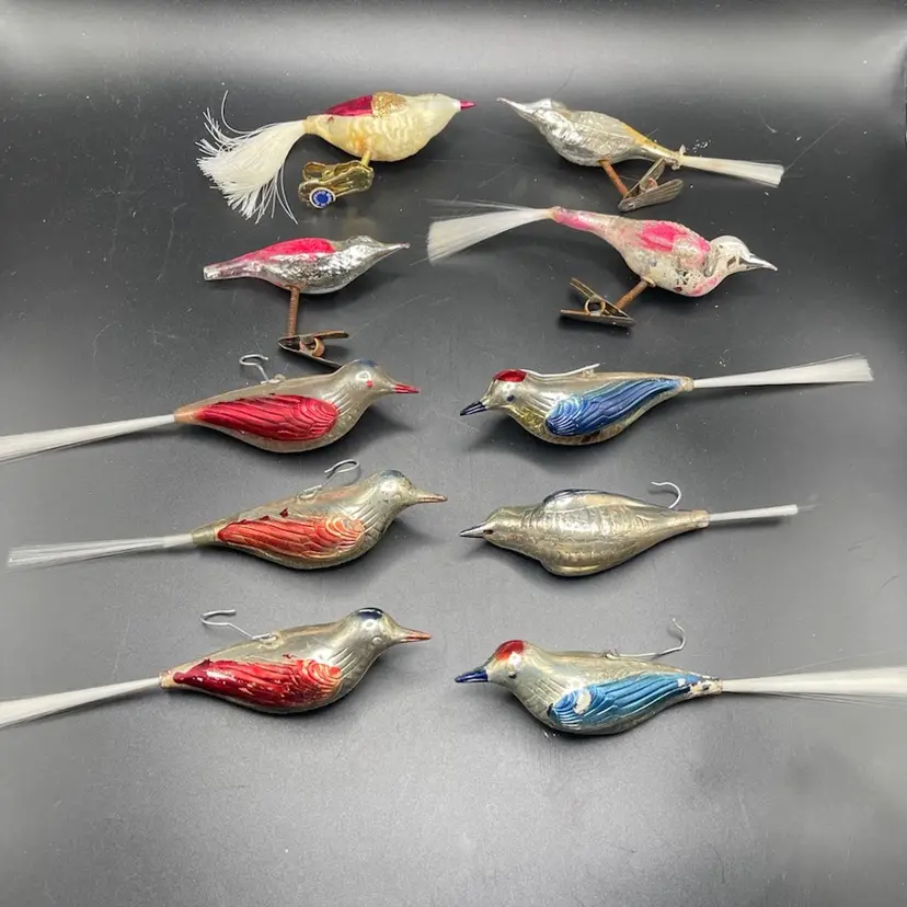 Instant Collection - Vintage Mercury Glass Christmas Bird Ornaments (Germany)
