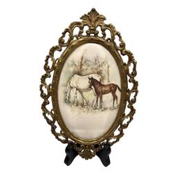 HORSES IN BRASS FRAME SILKSCREENED
