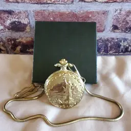 1986 US Historic Society Statue of Liberty Quartz Pocket Watch Numbered with COA and all paperwork and original box
