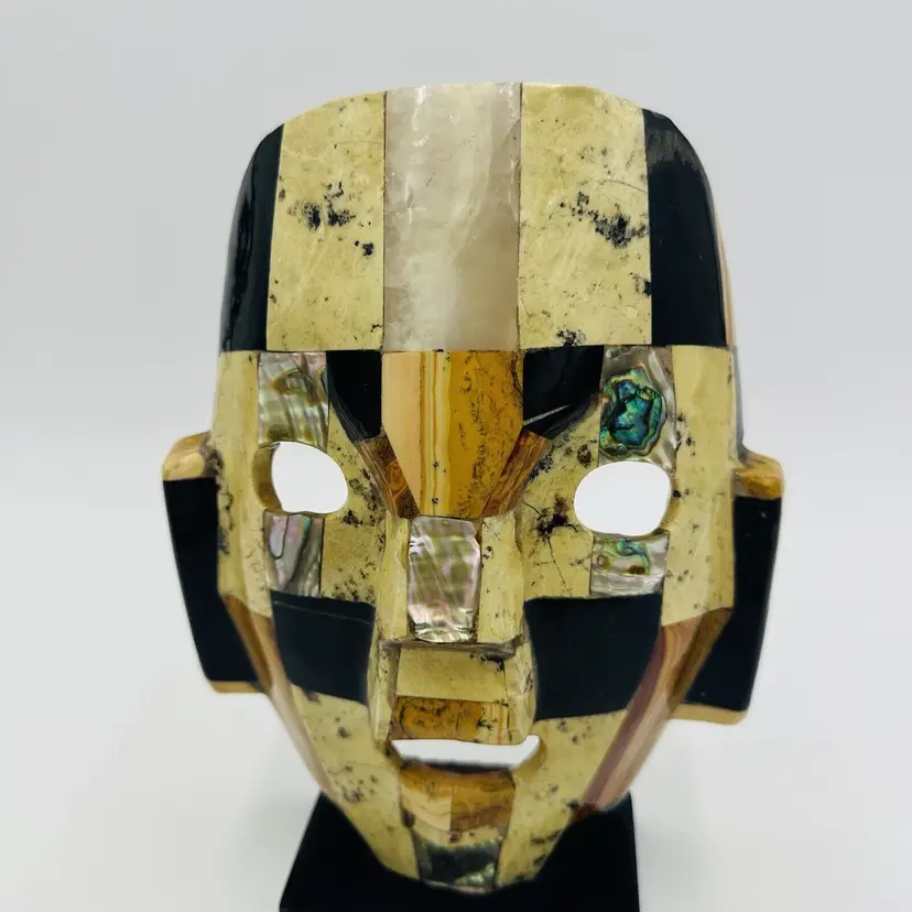 Mayan Mother of Pearl & Abalone Mask Table Decor Central American Decor