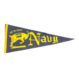 29. Vintage 1960s Navy Go Get Em Goat 29” Pennant