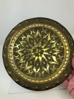 Hand Hammered Moroccan Brass Plate Moon and Star