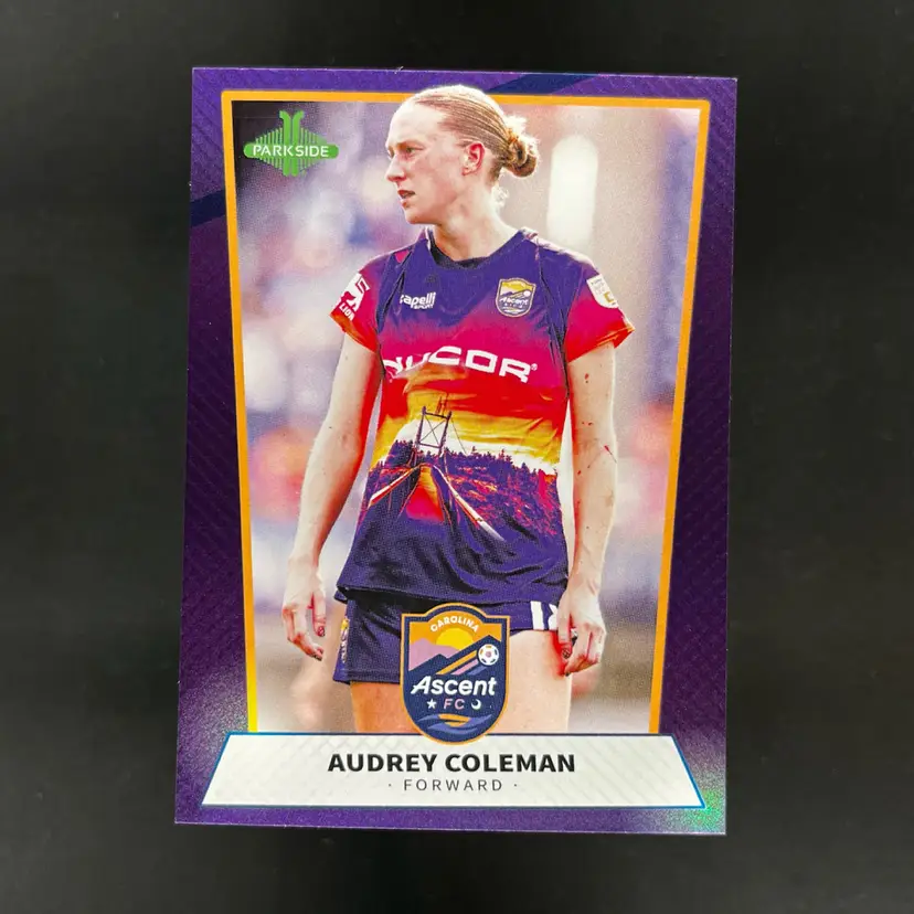 Audrey Coleman 2026 Parkside Gainbridge USL Purple Foil Carolina Ascent Soccer Card