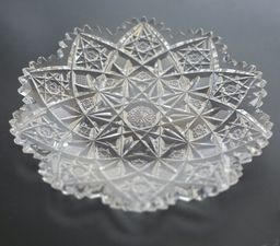 Signed Hawkes 7" cut glass dish