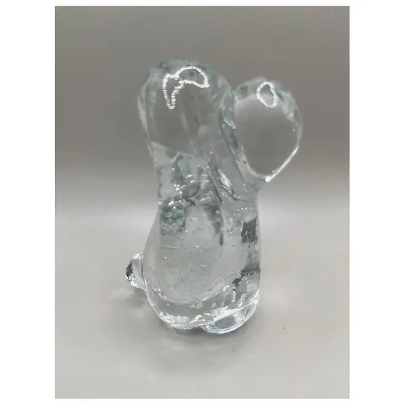 #02 - Clear Glass Beagle/Hound Puppy Paperweight ~ Handcrafted ~ Measures 4 inches tall