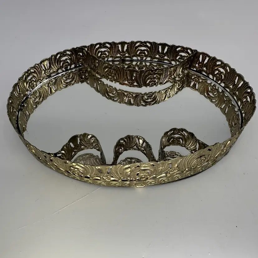 Hollywood Regency Vintage 1950s Ormolu Filigree Gold