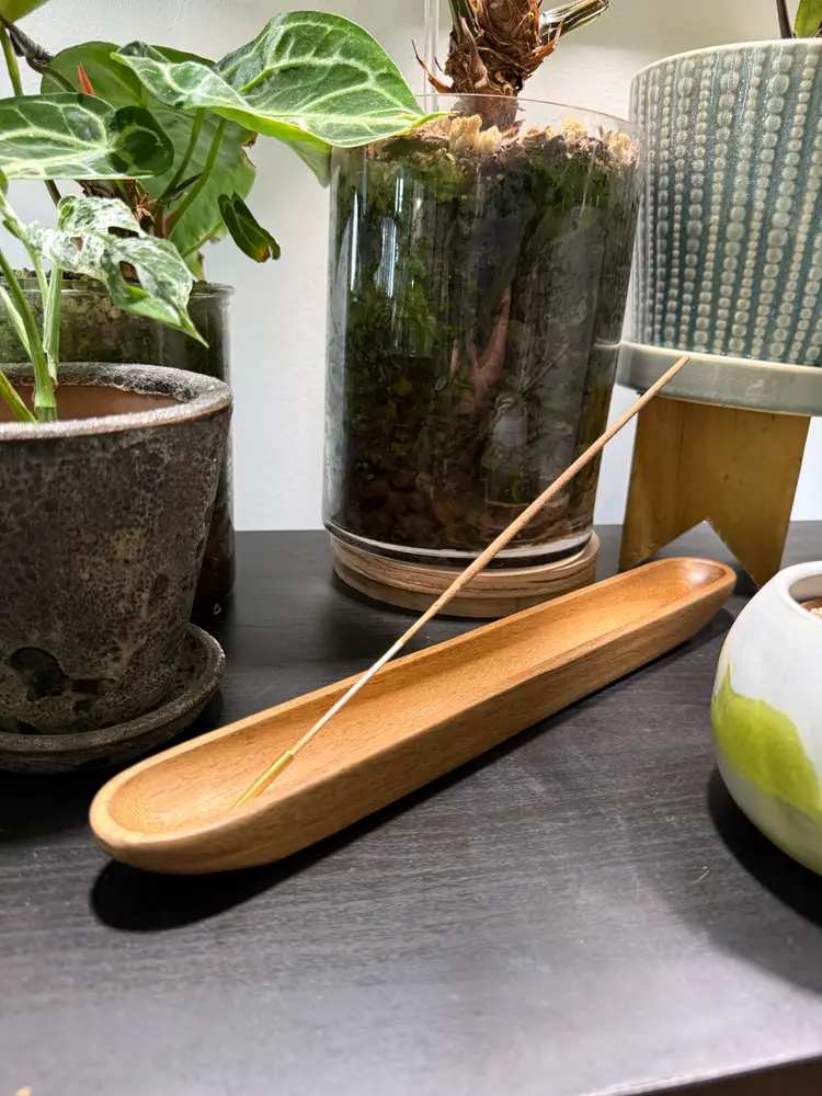 Wood & Brass Incense Holder