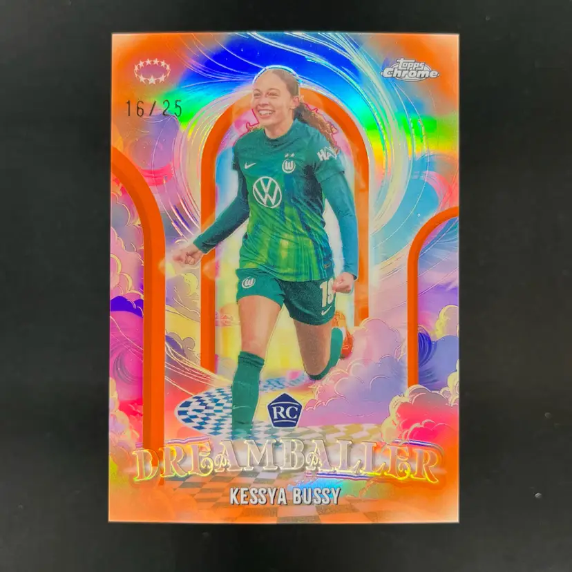 Kessya Bussy 2025/26 Topps Chrome UWCL Dreamballer Orange /25 Wolfsburg Soccer Card