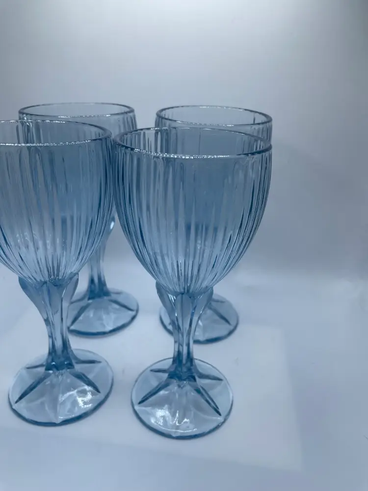 Fostoria Monet Light Blue Wine Goblets