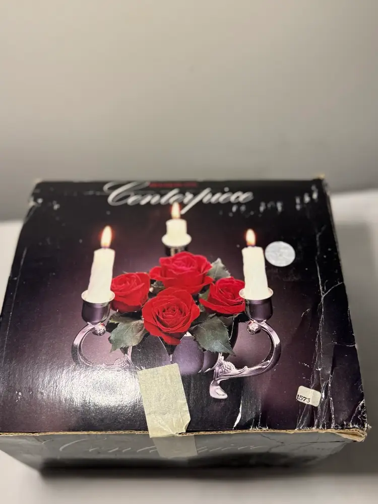 Vintage Silver Lotus Flower Frog Candelabra In Original Box