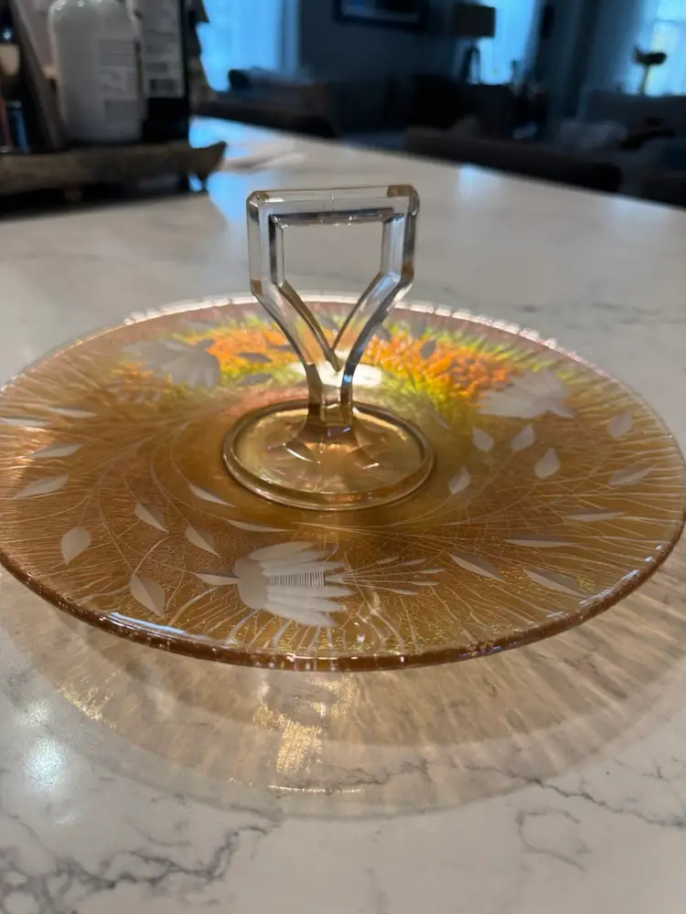 Vintage Iridescent Glass Serving Tray