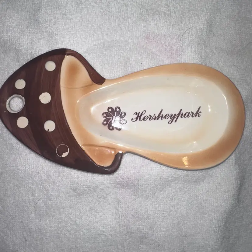 Rare HTF Vintage Hershey Park Mushroom Shaped Spoon Rest Trinket Dish - Made In Japan