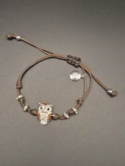 Vintage Look Braided Band Owl Bracelet