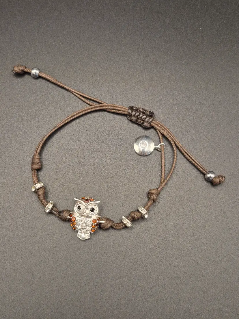 Vintage Look Braided Band Owl Bracelet