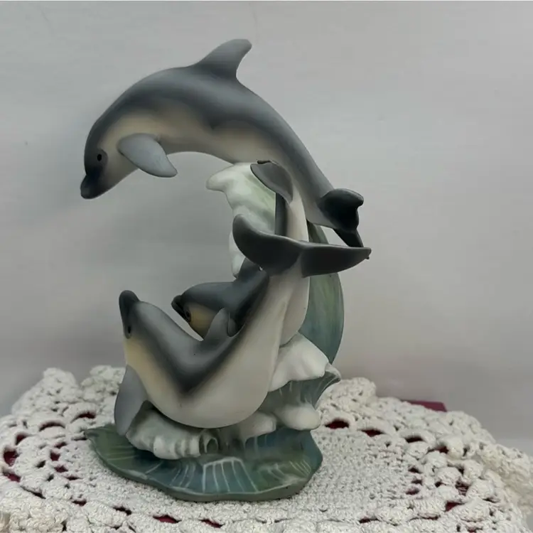 Homco Dolphin Riding Waves, 7”