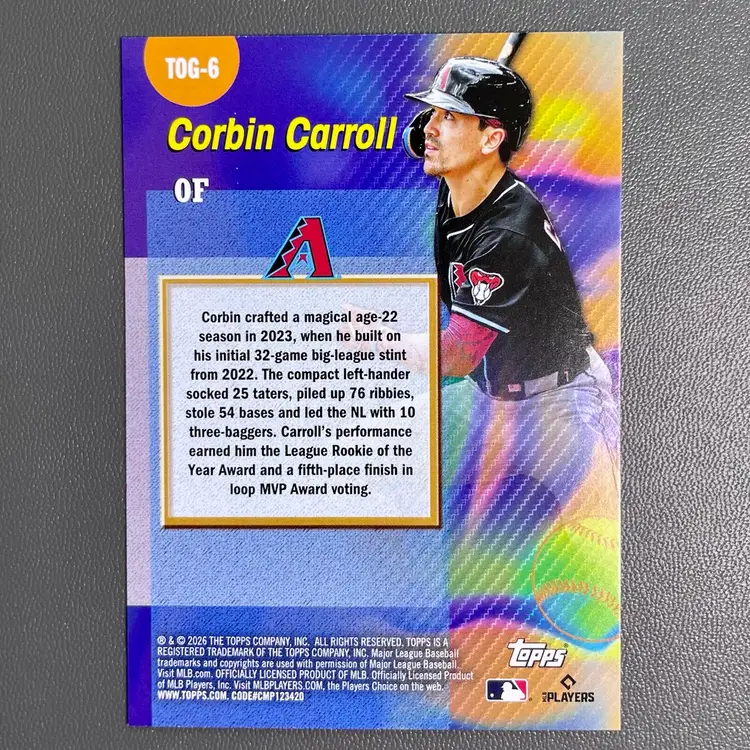 Corbin Carroll (Arizona Diamondbacks) 2026 Topps Series One Titans Of The Game Insert