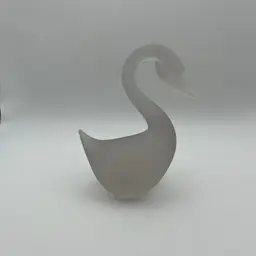 Frosted Hand Blown Art Glass Swan Bird Figurine - Gray/pink Tint
