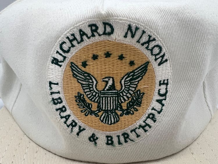 Vintage 90s Richard Nixon Library & Birthplace Strapback Hat Eagle Patch Cap USA