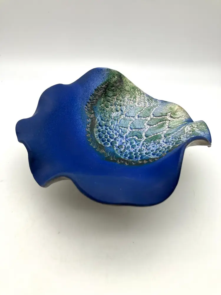 BIN - Handmade Studio Pottery Candy Dish Bowl With Matte Finish And Textures. Museum Quality. Stamped ZM Or WZ.