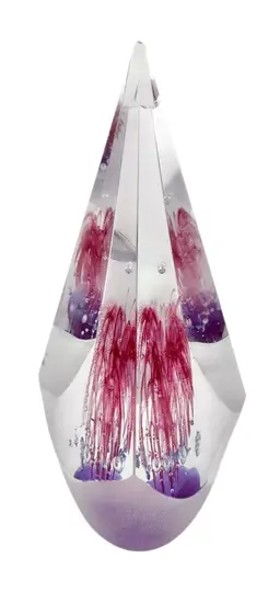 Dynasty Glass Heirloom Collection Paperweight Obelisk Purple Pink 6.25” READ