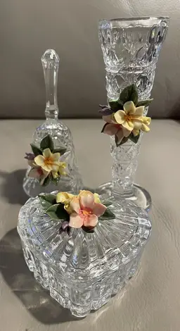 Vintage Glass with China Flowers