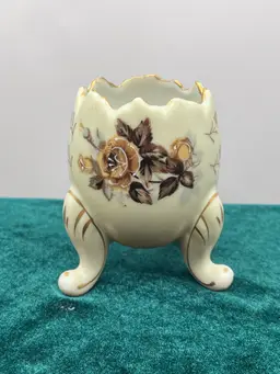 Vintage Napcoware MORIAGE 3 Footed Egg Shaped Vase Hand-Painted Porcelain