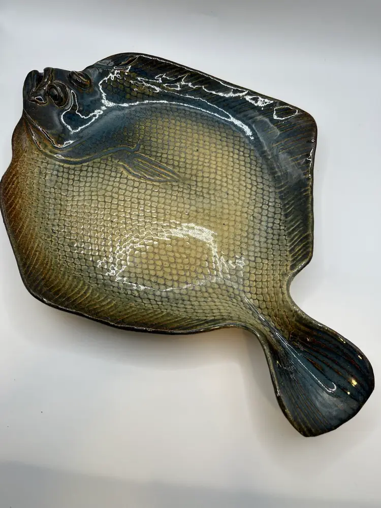 Artist Signed Studio Pottery Ceramic Fish  Platter