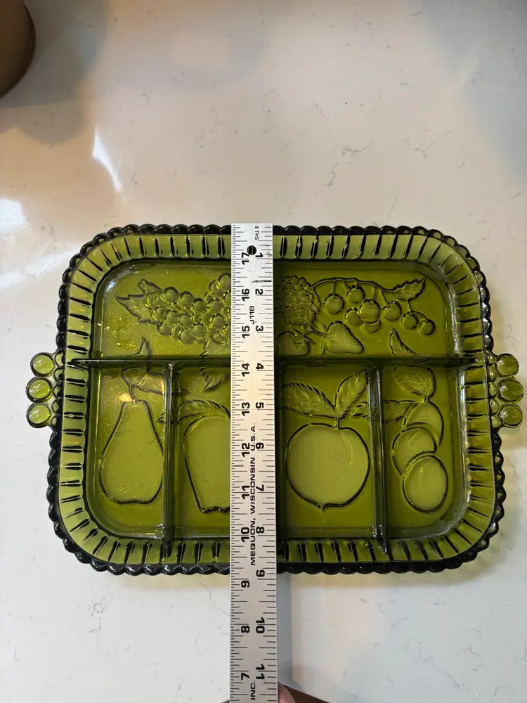 Green Glass Vintage Relish Dish