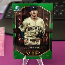 Cooper Pratt 25 Bowman VIP Green /99 Milwaukee Brewers