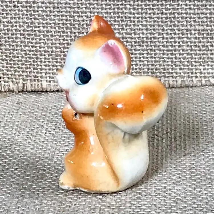 Vintage Baby Squirrel Figurine 2.25 Inches Tall Kitsch Woodland Cute Twee Animal