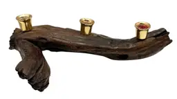 Vintage Driftwood Three Candle Holder Centerpiece Beach Coastal Decor Wood 14”