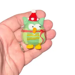 Handblown Blown Glass Side Eye Owl Christmas Fused