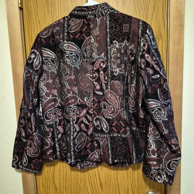 Christopher & Banks Women's Floral Embroidered Full Zip Jacket,Size L