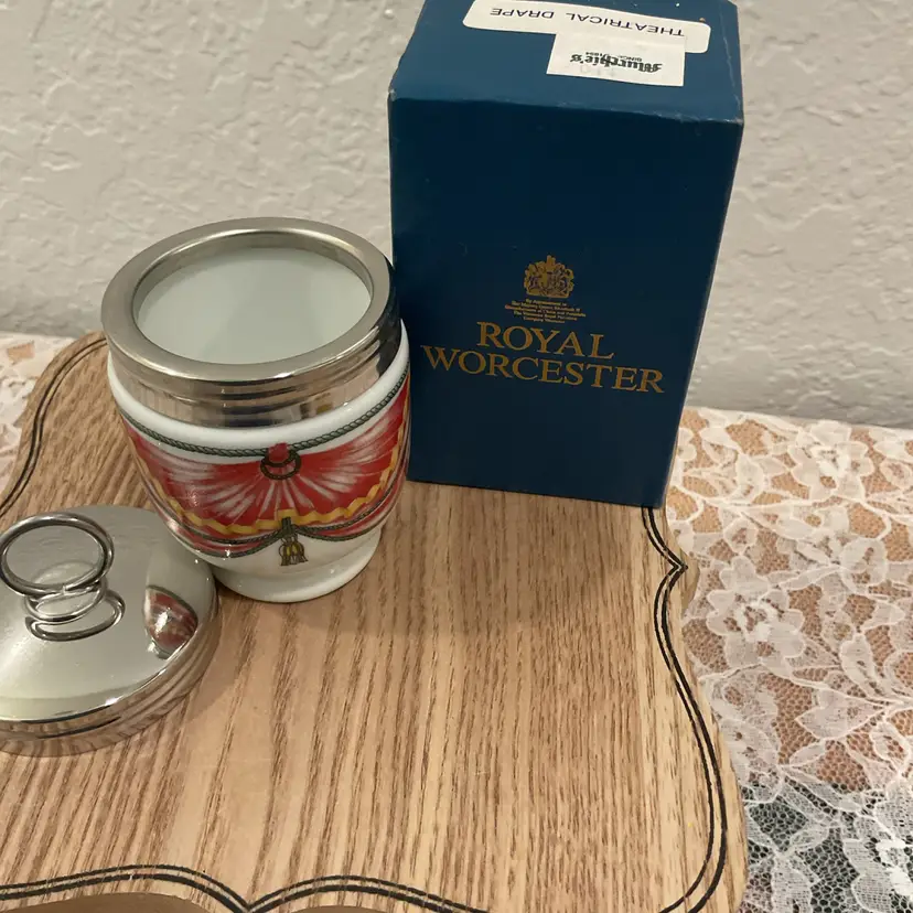 Royal Worcester Egg “Theatrical Drape” Coddler In Box
