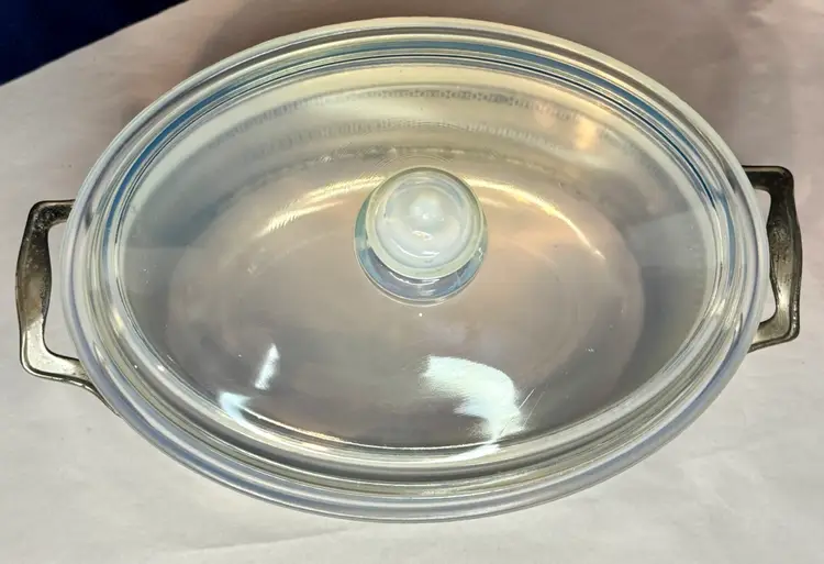 Antique Opalescent Fry Ovenglass Bowl With Lid Ovenware & Holder