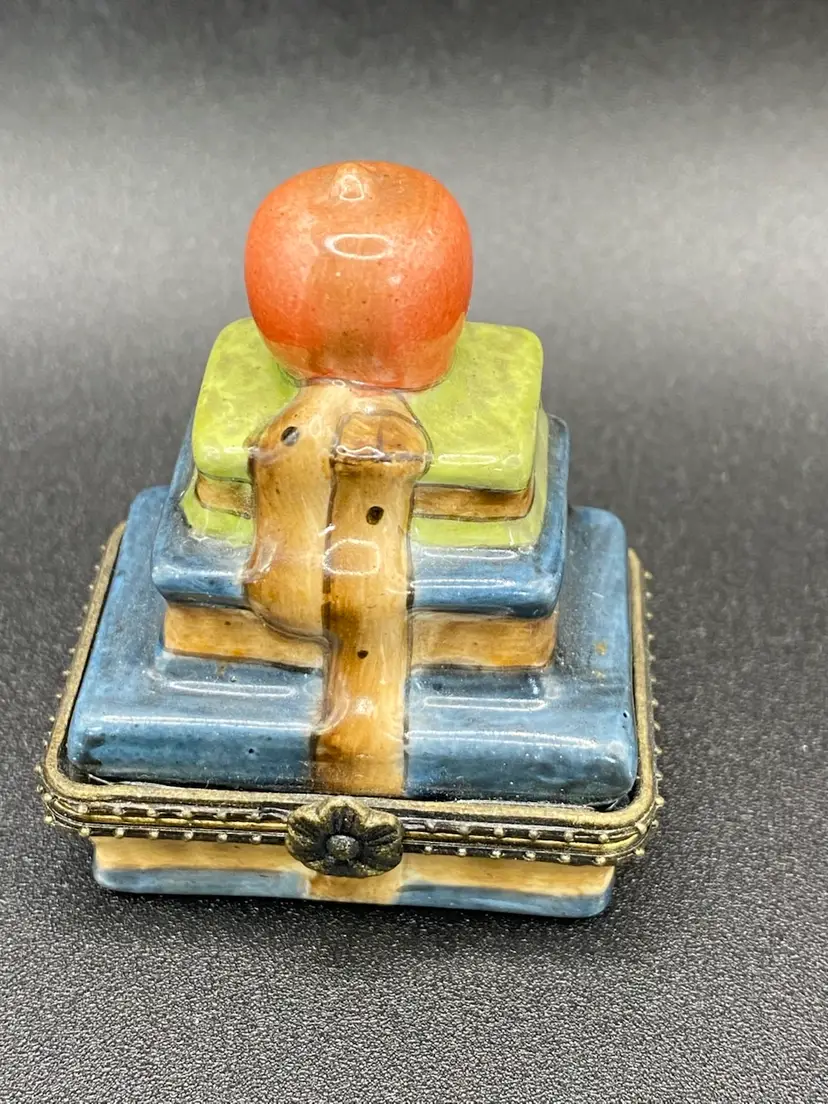 Vintage Porcelain Hand Painted Teacher Themed Trinket Box