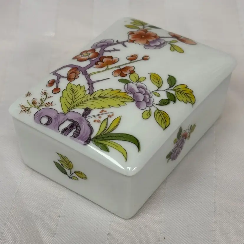 Limoges France Hand Painted Floral Met Museum Trinket Box c. 1725 Replica
