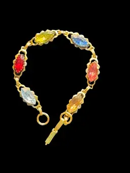 Vintage Tennis Style Bracelet Multi-Colored Bohemian Glass