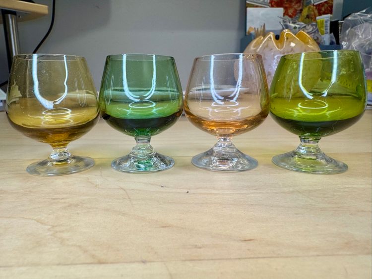 Beautiful color glass stem shot glasses set of 4
